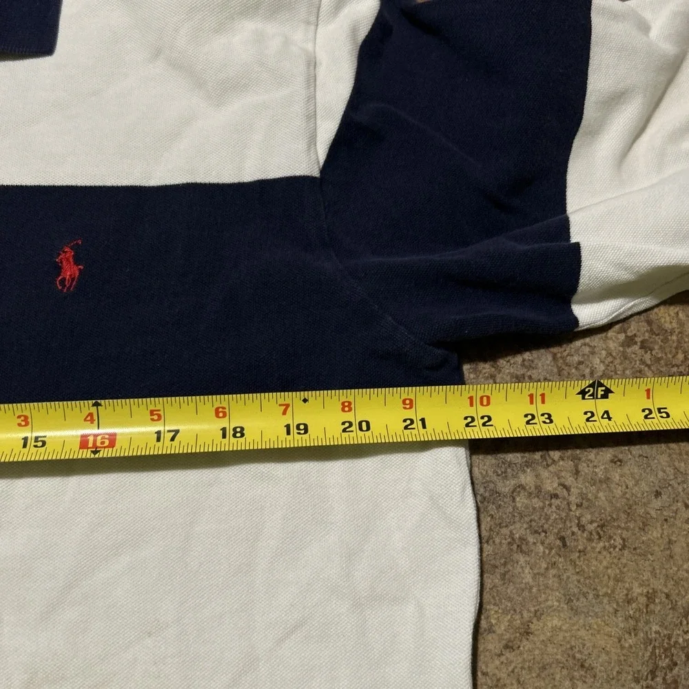 Vintage 90s Polo Ralph Lauren Rugby Long Sleeve Large Blue White Stripes